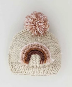 Huggalugs Mauve Rainbow Knit Beanie Knits