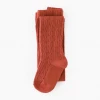 Little Stocking Co Rust Cable Knit Tights