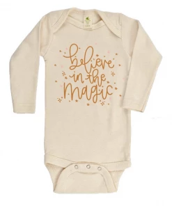 House Of Luna Bodysuits Believe In The Magic Natural Long Sleeve Organic Onesie