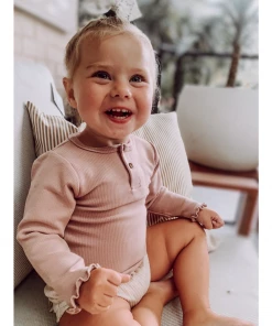 Minikane Mauve Ruffle Long Sleeve Tops