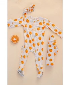 Sleepers Oranges Bamboo Zip Sleeper + Ruffles - Arrows & Bow X Joss + J