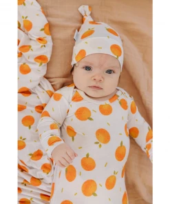 Oranges Bamboo Knotted Gown - Arrows & Bow X Joss + J Preemie + Newborn