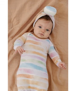 Sunset Stripe Bamboo Knotted Gown - Arrows & Bow X Joss + J