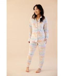 Sunset Stripes Bamboo Women's Luxe Lounge Set - Arrows & Bow X Joss + J 8 Sunset Stripes Bamboo Women's Luxe Lounge Set - Arrows & Bow X Joss + J