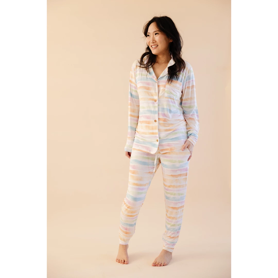 Sunset Stripes Bamboo Women's Luxe Lounge Set - Arrows & Bow X Joss + J 5 Sunset Stripes Bamboo Women's Luxe Lounge Set - Arrows & Bow X Joss + J