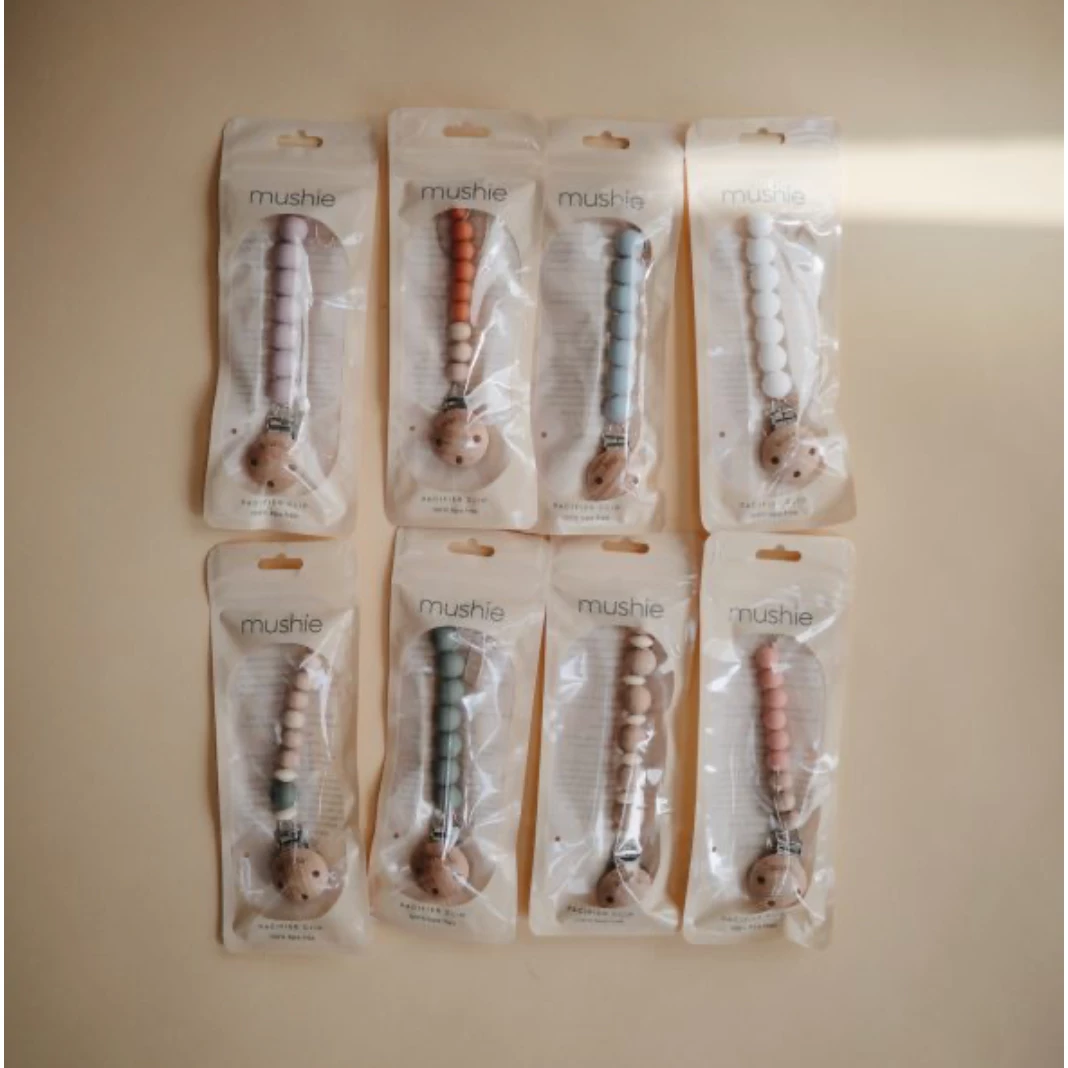 Mushie Dried Thyme Halo Pacifier Clip 5 Mushie Dried Thyme Halo Pacifier Clip