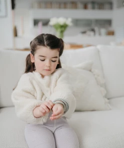 Mushie Toys Linen + Peony + Pale Pink Pearl Teething Bracelet Set