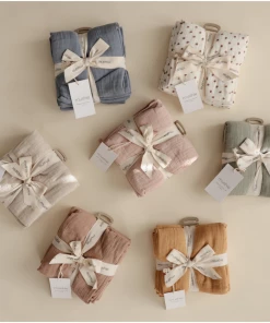 Mushie Bath Goods Fall Yellow 3-pack Muslin Cloths