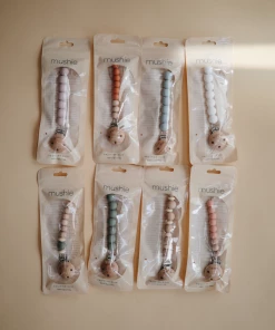 Mushie Pacifier Goods Blush Cleo Pacifier Clip
