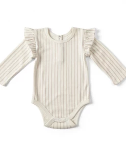Pehr Bodysuits Petal Stripe Ruffle Long Sleeve Onesie