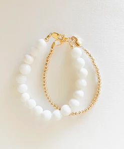 Little Lunds Co Jewelry White Bubble + Gold Double Bracelet