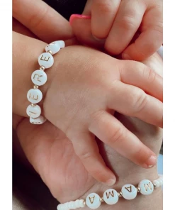 Little Lunds Co Jewelry Custom Name Gender White Stone Bracelet