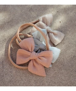 Mae + Skye Headwear Pink Crepe Mini Pinwheel Bow Nylon Headband