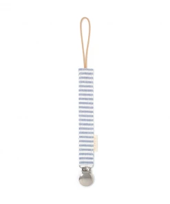 Mae + Skye Blue Linen Stripes Fabric Pacifier Clip