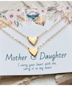 Mesa Blue Mother Daughter Set Heart Necklaces