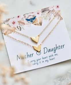 Mesa Blue Mother Daughter Set Heart Necklaces