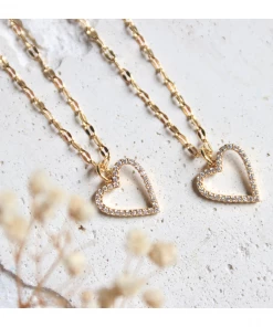 Mesa Blue Mother Daughter Set Open Heart Necklaces