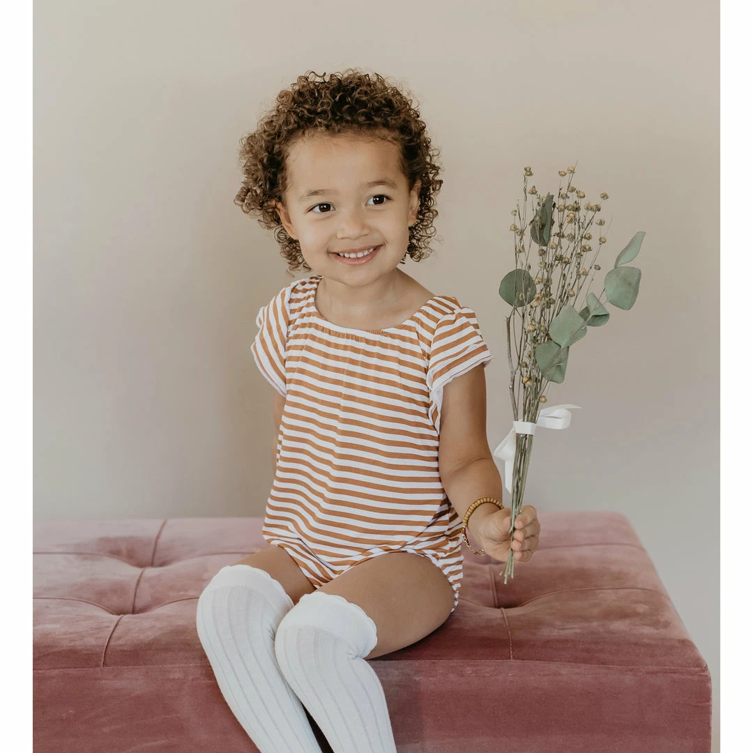 Joss + J Leotards Gold Stripes Bamboo Flutter Sleeve Leotard 3 Joss + J Leotards Gold Stripes Bamboo Flutter Sleeve Leotard