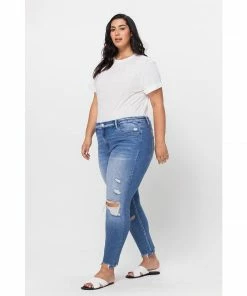 J+j Jeans + Pants Ripped Mid Rise Ankle Skinny Jeans Plus Size