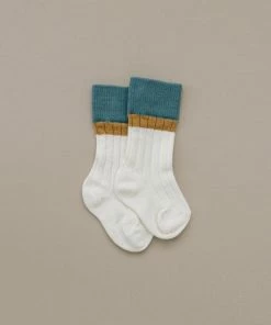 Olivia J Teal + Mustard + Cream Socks Footwear