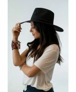 J+j Black Whimsy Straw Hat