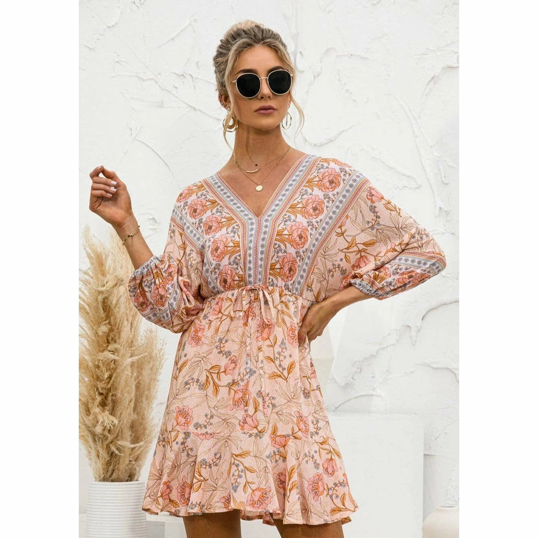 J+j Orange Floral Ruffle Hem Boho Dress Dresses 4 J+j Orange Floral Ruffle Hem Boho Dress Dresses