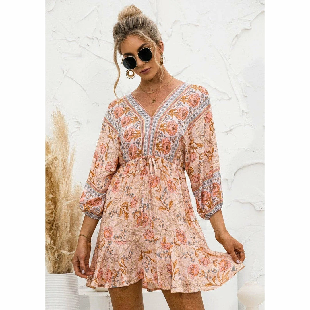 J+j Orange Floral Ruffle Hem Boho Dress Dresses 5 J+j Orange Floral Ruffle Hem Boho Dress Dresses