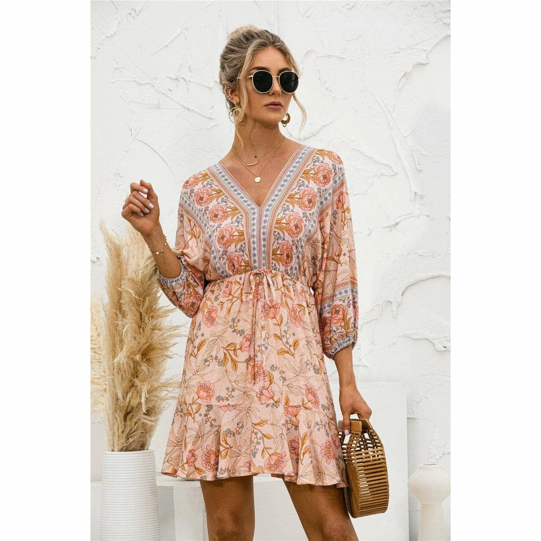 J+j Orange Floral Ruffle Hem Boho Dress Dresses 6 J+j Orange Floral Ruffle Hem Boho Dress Dresses