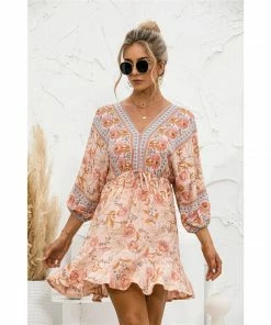 J+j Orange Floral Ruffle Hem Boho Dress Dresses 13 J+j Orange Floral Ruffle Hem Boho Dress Dresses