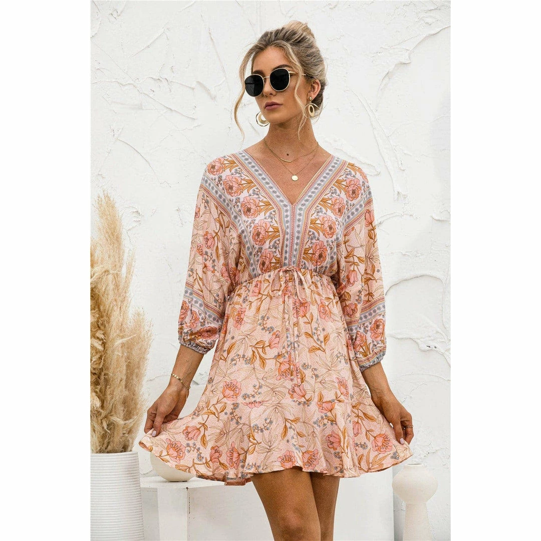J+j Orange Floral Ruffle Hem Boho Dress Dresses 9 J+j Orange Floral Ruffle Hem Boho Dress Dresses