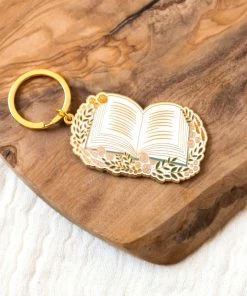 Elyse Breanne Designs Keychains Floral Book Metal Keychain