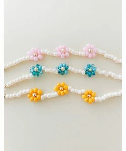 Little Lunds Co Jewelry Blue + Gold Daisy Flower Bracelet