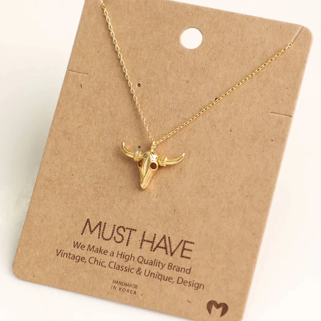 Fame Accessories Bull Skull Necklace 3 Fame Accessories Bull Skull Necklace