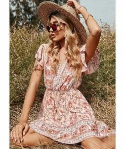 J+j Pink Butterfly Sleeve Boho Dress Dresses