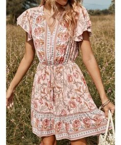 J+j Pink Butterfly Sleeve Boho Dress Dresses