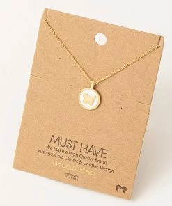 Fame Accessories Necklaces White Butterfly Coin Necklace