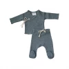 Mebie Baby Preemie + Newborn Charcoal Organic Cotton Waffle Layette Set