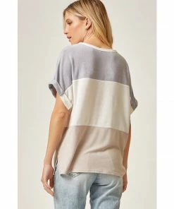 J+j Oversized Color Block Top Tops