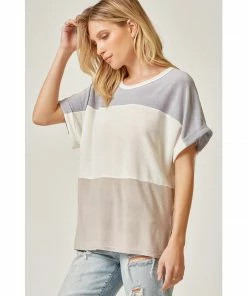 J+j Oversized Color Block Top Tops
