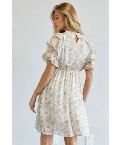 J+j Dresses Cream Floral Smocked Dress