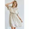 J+j Dresses Cream Floral Smocked Dress