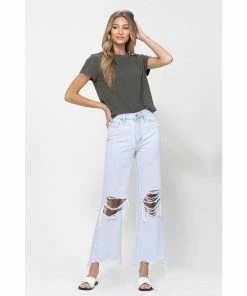 J+j Light Denim Cropped Flare Jeans Jeans + Pants