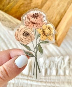 Elyse Breanne Designs Paper Goods Clear Daffodil + Chrysanthemum Sticker