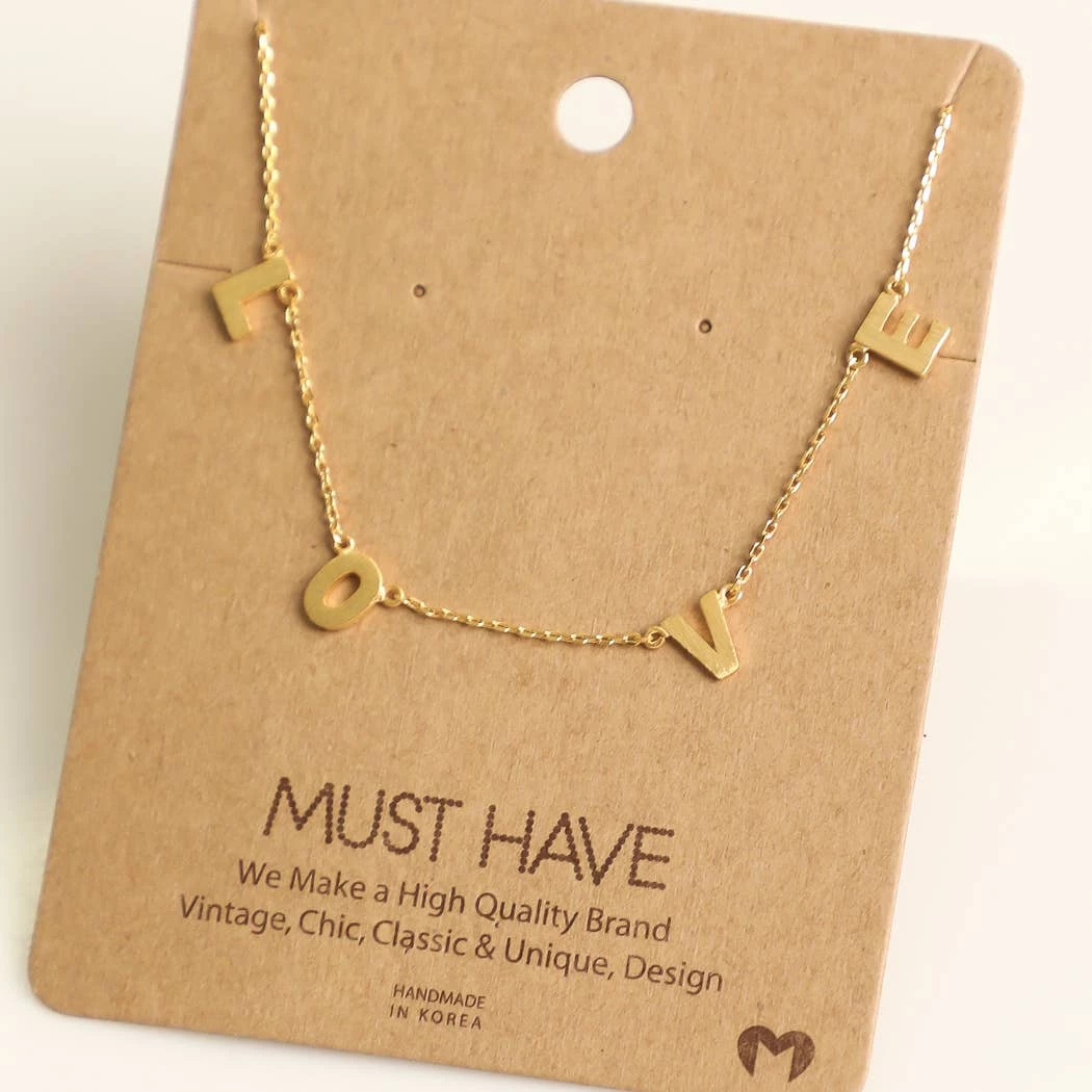 Fame Accessories Love Print Charm Necklace 3 Fame Accessories Love Print Charm Necklace