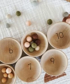 Elm + Otter Wooden Counting Bowls + Felt Balls Toy