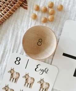Elm + Otter Wooden Counting Bowls + Felt Balls Toy