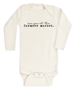 Tenth + Pine Bodysuits Farmers Market Black + Natural Organic Long Sleeve Onesie