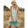 J+j Green Ruffle Hem Boho Dress