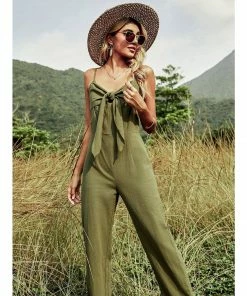 J+j Rompers + Jumpers Green Tie Front Jumpsuit