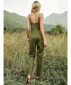 J+j Rompers + Jumpers Green Tie Front Jumpsuit